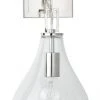Jamie Young Tear Drop Hanging Wall Sconce In Clear Glass And Nickel Sconces