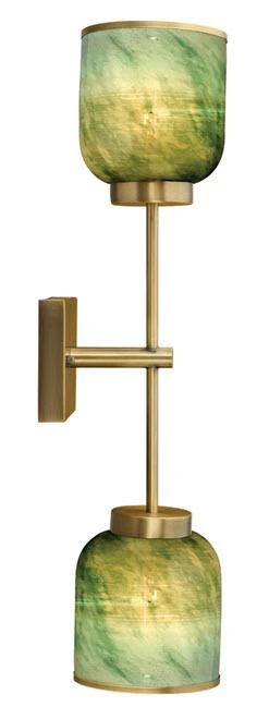 Sconces Jamie Young Vapor Double Sconce In Antique Brass & Aqua Metallic Glass 6 Sconces Jamie Young Vapor Double Sconce In Antique Brass & Aqua Metallic Glass