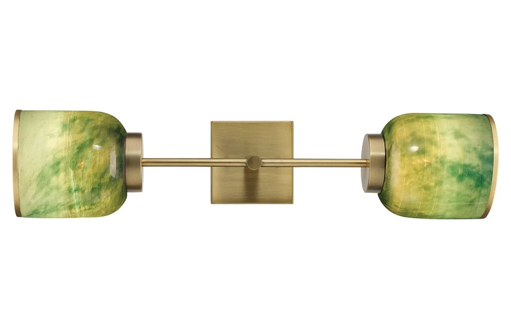 Sconces Jamie Young Vapor Double Sconce In Antique Brass & Aqua Metallic Glass 8 Sconces Jamie Young Vapor Double Sconce In Antique Brass & Aqua Metallic Glass