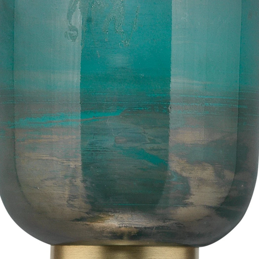 Sconces Jamie Young Vapor Double Sconce In Antique Brass & Aqua Metallic Glass 9 Sconces Jamie Young Vapor Double Sconce In Antique Brass & Aqua Metallic Glass