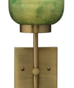 Sconces Jamie Young Vapor Single Sconce In Antique Brass & Aqua Metallic Glass