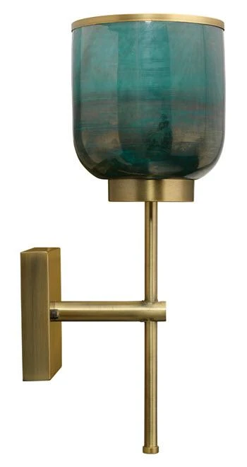 Sconces Jamie Young Vapor Single Sconce In Antique Brass & Aqua Metallic Glass 5 Sconces Jamie Young Vapor Single Sconce In Antique Brass & Aqua Metallic Glass