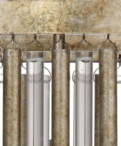 Jamie Young Andromeda Chandelier In Champagne Leaf Metal & Glass Tubes All Lighting