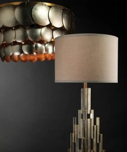 Jamie Young Calypso Three Tier Chandelier In Champagne Metal Leafing With Gold Leaf Trim All Lighting