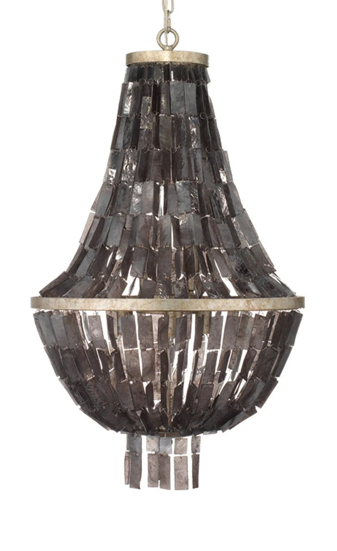 All Lighting Jamie Young Capsize Chandelier In Black Mother Of Pearl & Champagne Leaf Metal 3 All Lighting Jamie Young Capsize Chandelier In Black Mother Of Pearl & Champagne Leaf Metal