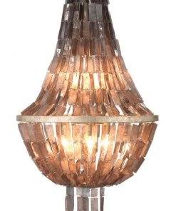 All Lighting Jamie Young Capsize Chandelier In Black Mother Of Pearl & Champagne Leaf Metal