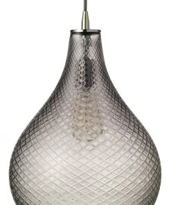 Jamie Young Large Cut Glass Curved Pendant In Grey Glass All Lighting