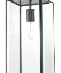 Jamie Young Chelsea Short Pendant In Oiled Bronze & Clear Glass All Lighting