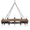 Jamie Young Cirque Chandelier, Medium In Salvaged Grey Oak & Oil Rubbed Bronze Metal All Lighting