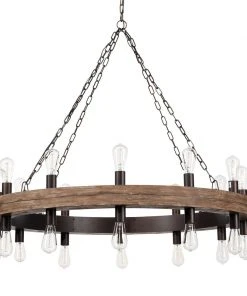 Jamie Young Cirque Chandelier, Medium In Salvaged Grey Oak & Oil Rubbed Bronze Metal All Lighting