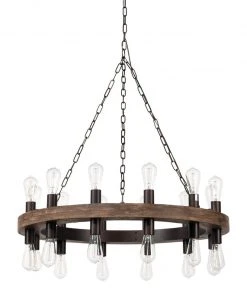 Jamie Young Cirque Chandelier, Small In Salvaged Grey Oak & Oil Rubbed Bronze Metal All Lighting