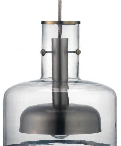 Jamie Young Clyde Pendant In Clear Glass With Gun Metal Hardware All Lighting