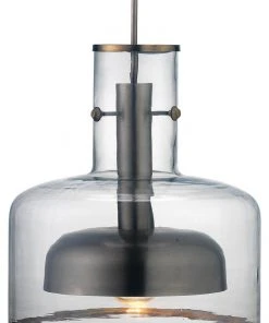 Jamie Young Clyde Pendant In Clear Glass With Gun Metal Hardware All Lighting