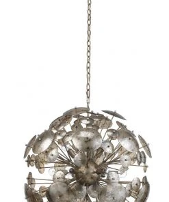 Jamie Young Constellation Round Chandelier In Antique Mercury Glass & Champagne Leaf Metal All Lighting
