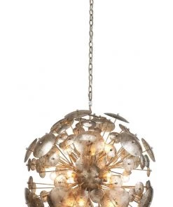 Jamie Young Constellation Round Chandelier In Antique Mercury Glass & Champagne Leaf Metal All Lighting