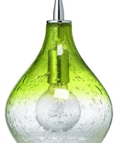 All Lighting Jamie Young Small Curved Pendant In Celadon Seeded Glass