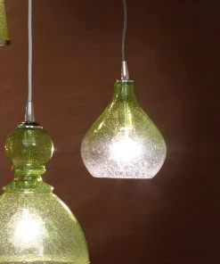 All Lighting Jamie Young Small Curved Pendant In Celadon Seeded Glass