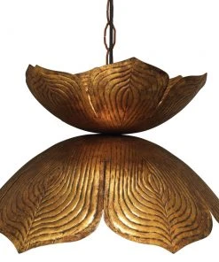 Jamie Young Large Flowering Lotus Pendant In Antique Gold All Lighting