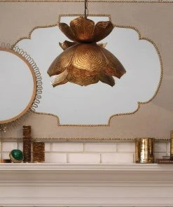 Jamie Young Large Flowering Lotus Pendant In Antique Gold All Lighting