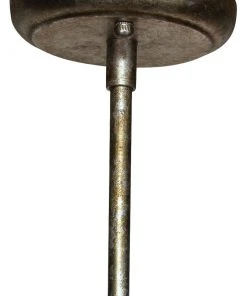 Jamie Young Jupiter Pendant In Champagne Leaf Metal With Antique Glass Shade