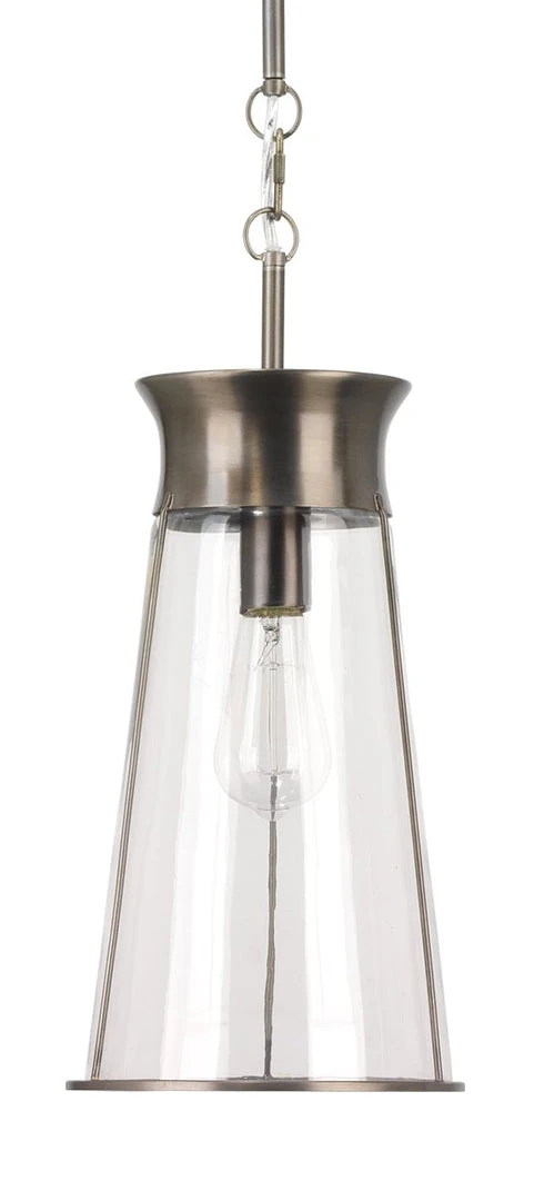 Jamie Young Nara Pendant In Clear Glass W/ Gun Metal Hardware 3 Jamie Young Nara Pendant In Clear Glass W/ Gun Metal Hardware