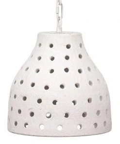 Jamie Young Large Porous Pendant In Textured Matte White Ceramic All Lighting