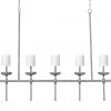 Jamie Young Providence 5 Light Chandelier In Grey Plaster W/ White Linen Shades All Lighting