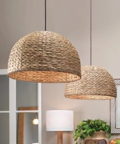 Jamie Young Shoreline Pendant In Natural Seagrass