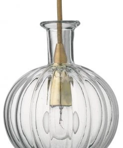 Jamie Young Sophia Carafe Pendant In Clear Glass With Brass Hardware