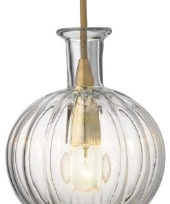 Jamie Young Sophia Carafe Pendant In Clear Glass With Brass Hardware
