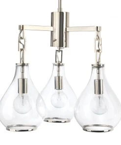 All Lighting Jamie Young Tear Drop Three Arm Chandelier In Clear Glass & Nickel