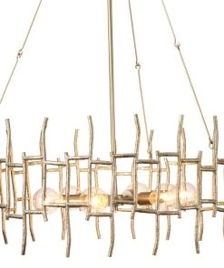 Jamie Young Ulysses Chandelier In Champagne Leaf Metal