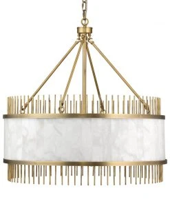 All Lighting Jamie Young Upsala Chandelier In Antique Brass & White Alabaster