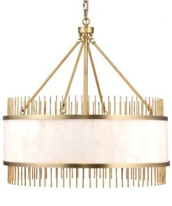 All Lighting Jamie Young Upsala Chandelier In Antique Brass & White Alabaster