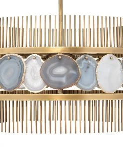 Jamie Young Upsala Chandelier In Pale Lavender Agate & Antique Brass Metal