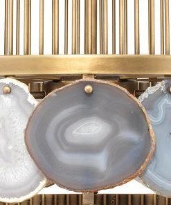 Jamie Young Upsala Chandelier In Pale Lavender Agate & Antique Brass Metal