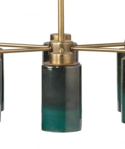 Jamie Young Vapor Chandelier In Antique Brass & Vapor Glass