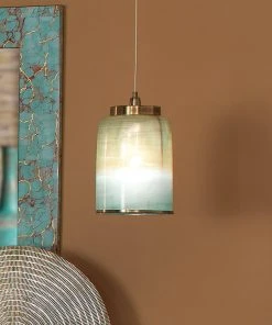 Jamie Young Medium Vapor Pendant In Aqua Metallic Glass All Lighting