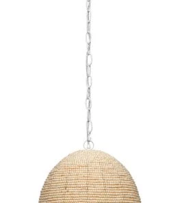 Jamie Young Waterfront Pendant In Off White Wood Beads