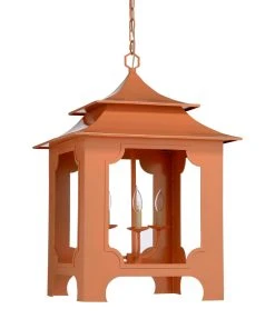 Chelsea House Tole Pagoda Lantern - Peach