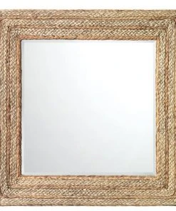 Jamie Young Evergreen Square Mirror In Natural Braided Seagrass DECOR