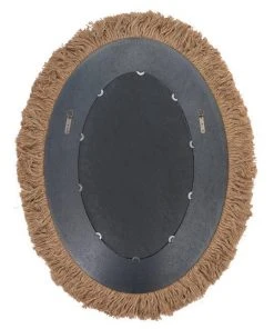 DECOR Jamie Young Fringe Oval Mirror In Natural Jute