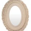 DECOR Jamie Young Fringe Oval Mirror In Off White Jute