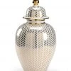DECOR Chelsea House Herringbone Coverd Gold Urn 2 DECOR Chelsea House Herringbone Coverd Gold Urn