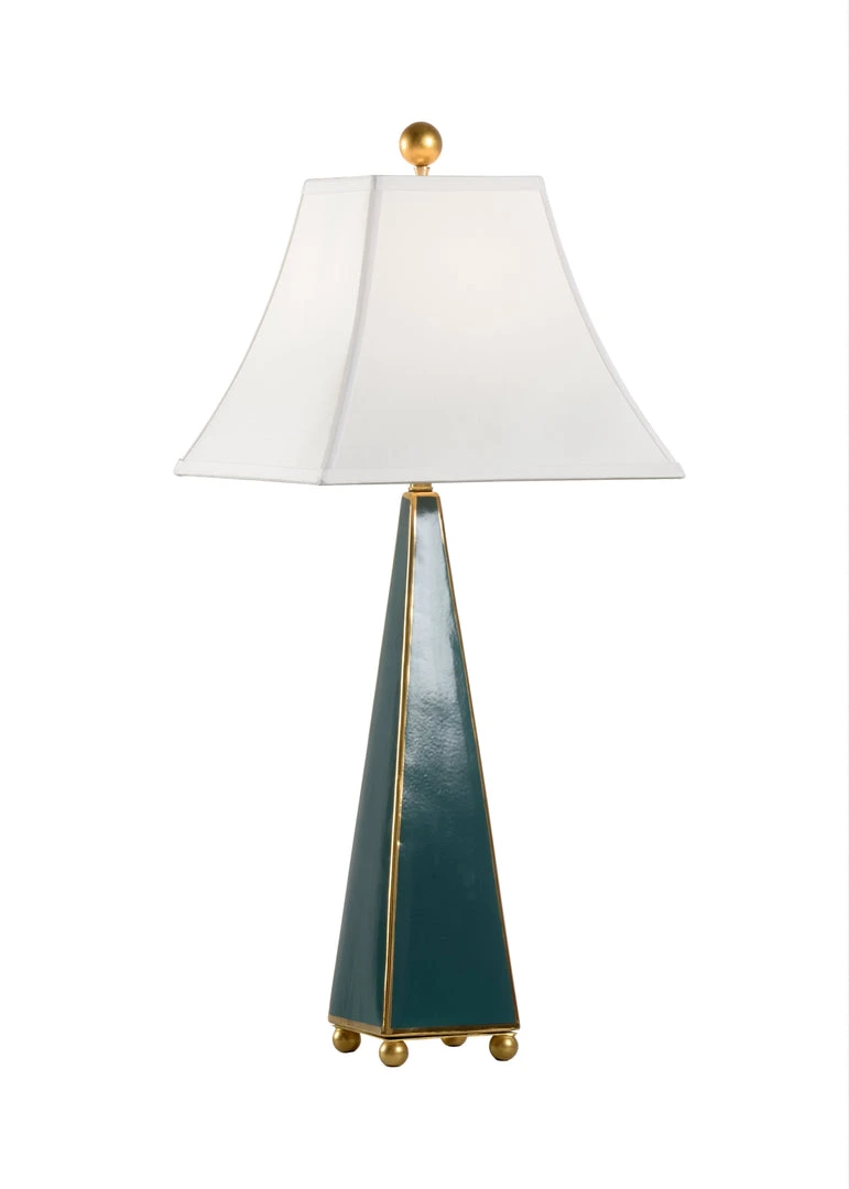 Table Lamps Chelsea House Pyramid Lamp - Green 3 Table Lamps Chelsea House Pyramid Lamp - Green