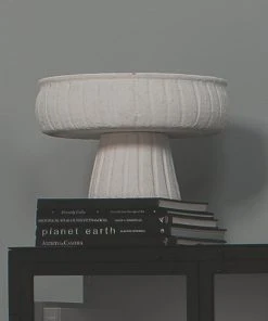 Jamie Young Aegean Large Pedestal Bowl In Rough Matte White Ceramic DECOR