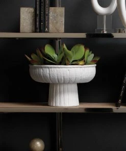 Jamie Young Aegean Large Pedestal Bowl In Rough Matte White Ceramic DECOR