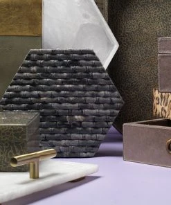 DECOR Jamie Young Alexander Hexagon Box In Natural Grey Bone