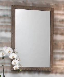 DECOR Jamie Young Austere Simple Rectangle Mirror In Grey Washed Wood