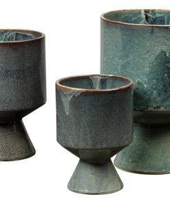 DECOR Jamie Young Berkeley Pots In Blue Ceramic (set Of 3)